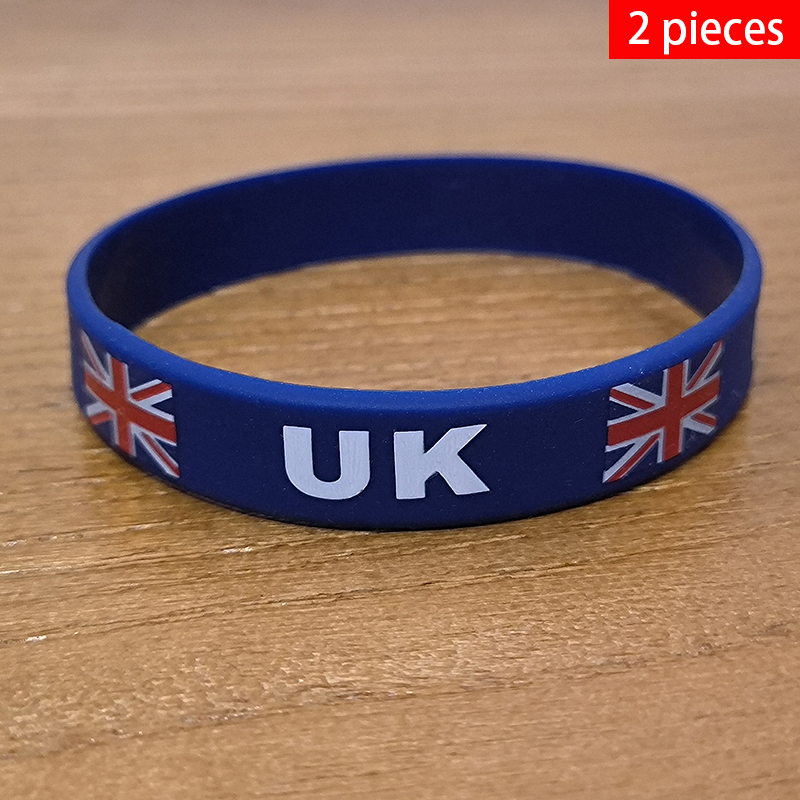 Men'S Fashion Uk - 2ชิ้นธงชาติอังกฤษกำไลข้อมือซิลิโคนแนวสปอร์ตเครื่องประดับแฟชั่นที่ระลึกที่ระลึกรักชาติสำหรับผู้ชายผู้หญิงยางรัด
