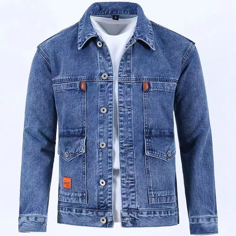 Mens Fashion Denim Jacket - แจ็กเก็ตยีนส์สีทึบสำหรับผู้ชายเสื้อโค้ทหลวมใส่สบายไซส์ใหญ่สำหรับฤดูใบไม้ผลิและแฟชั่นแบบใหม่ในฤดูใบไม้ร่วง2023