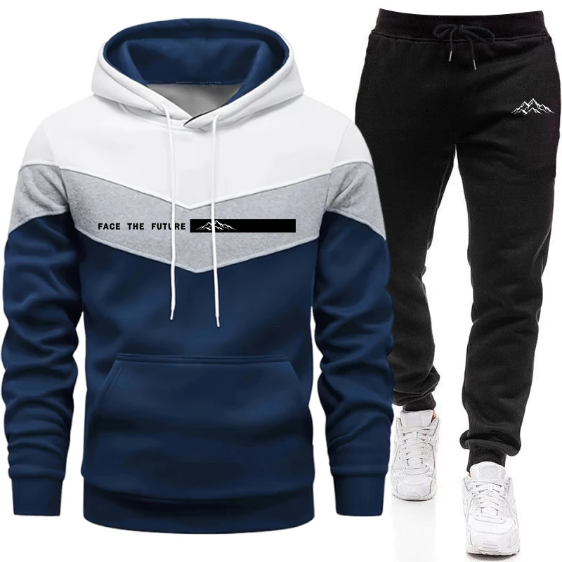 Mens Fashion Casual 2026 - ชุดกีฬาลำลองสำหรับฤดูใบไม้ร่วงและฤดูหนาว ชุดวิ่งออกกำลังกายสำหรับผู้ชาย แฟชั่นกลางแจ้ง เสื้อฮู้ดและกางเกงวอร์ม รุ่นใหม่ปี 2026