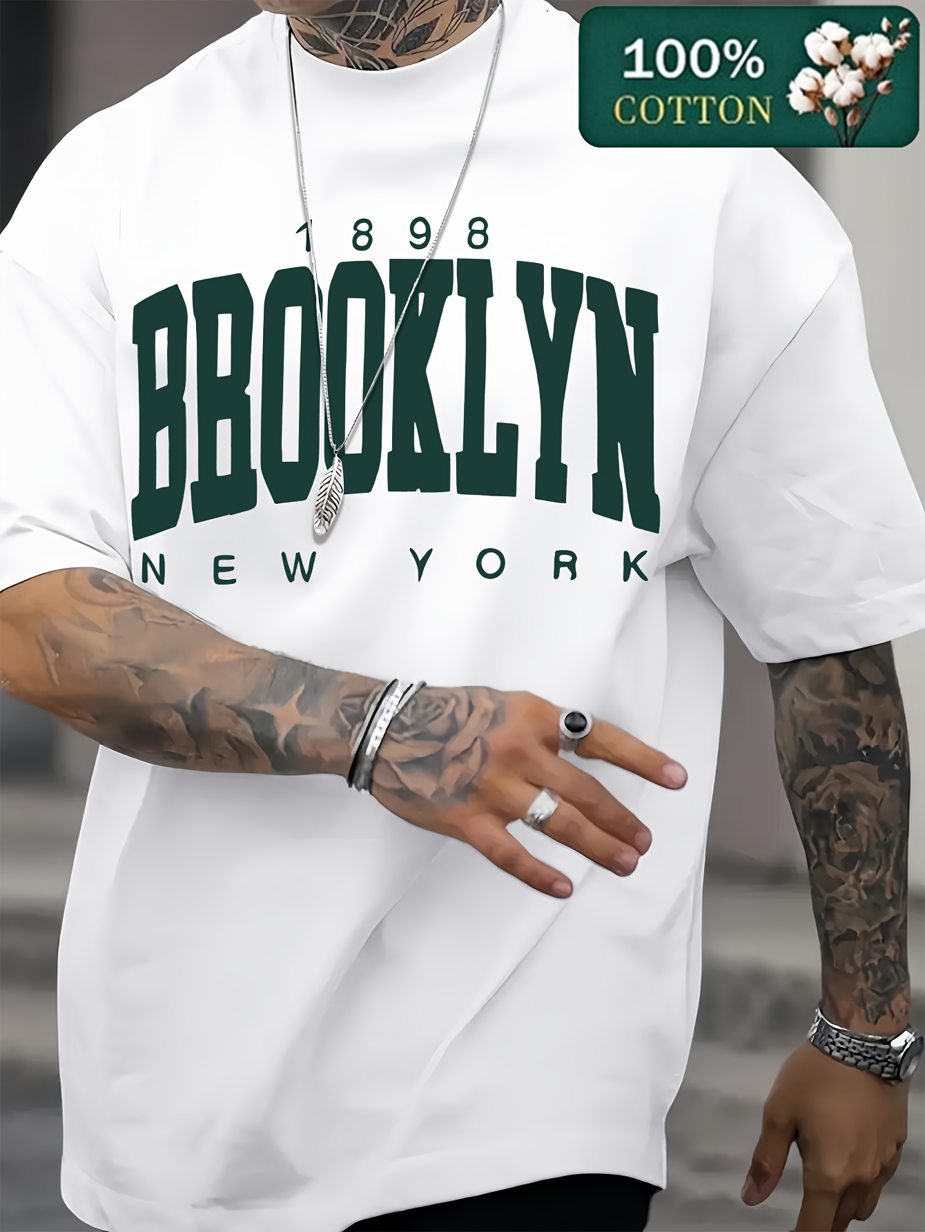 York Men'S Fashion - เสื้อยืดแขนสั้นคอกลมลำลองสไตล์สปอร์ตสำหรับผู้ชาย แฟชั่นฤดูร้อน 1898 บรูคลิน นิวยอร์ก เสื้อท็อปอเนกประสงค์