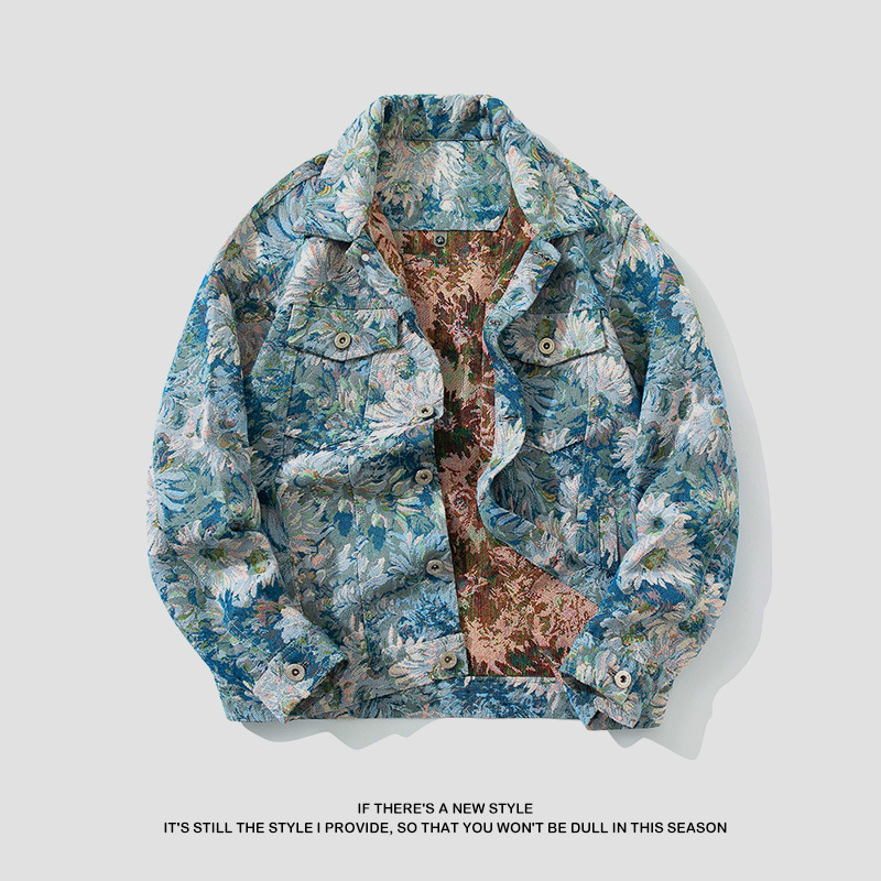Mens Fashion Denim Jacket - เสื้อแจ็คเก็ตยีนส์ปักลายสไตล์ฮ่องกงสำหรับผู้ชายไซส์ใหญ่พิเศษ 4XL แฟชั่นสตรีทแวร์ ใส่ได้ทั้งฤดูใบไม้ผลิ/ฤดูใบไม้ร่วง ทรงหลวม สวมใส่สบาย