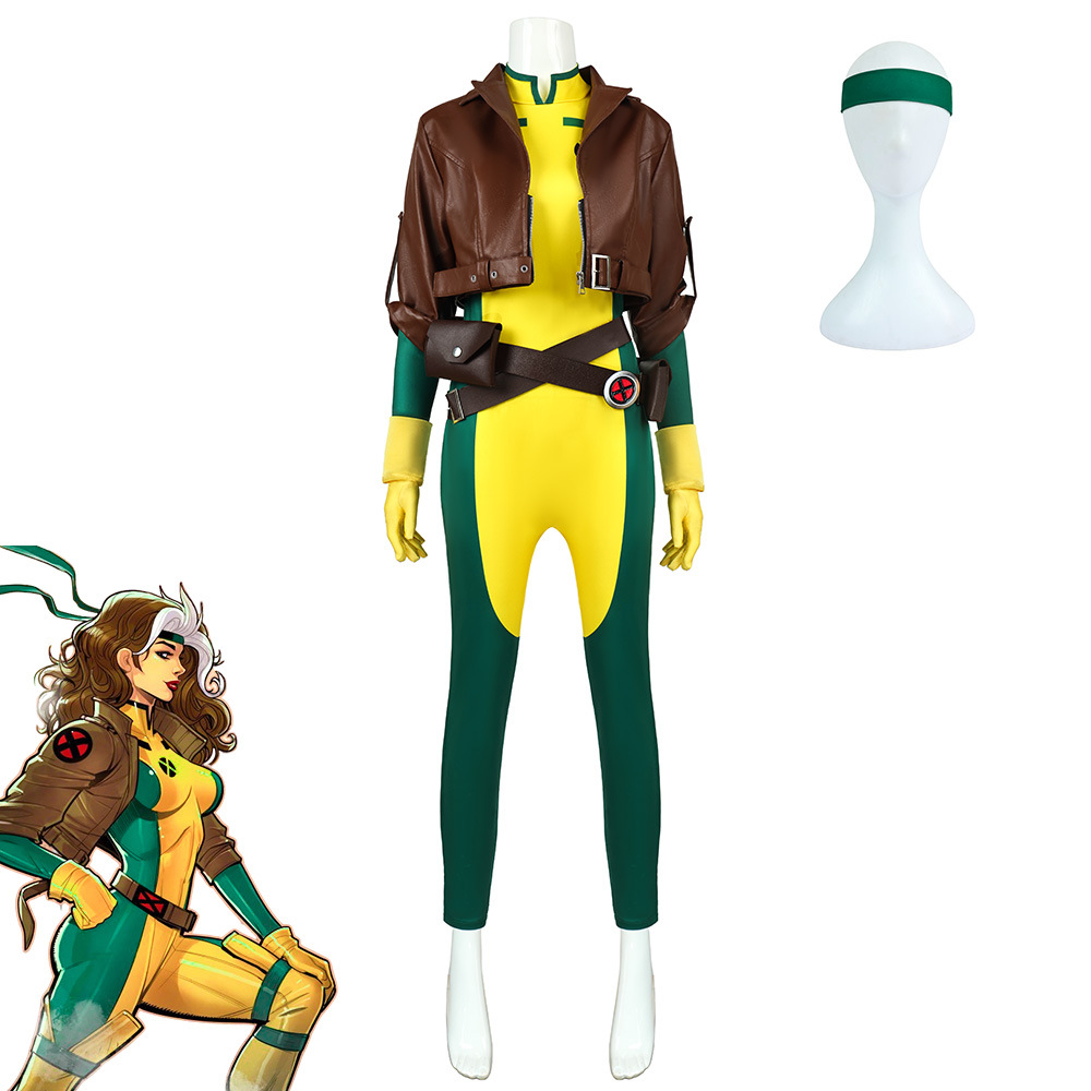Mens Fashion Jumpsuit - ชุดคอสเพลย์ซูเปอร์ฮีโร่ Rogue X-Men รุ่นใหม่ปี 2026 สำหรับผู้หญิง