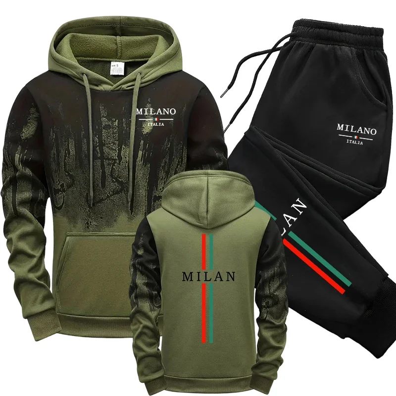 Mens Fashion Casual 2026 - ชุดวอร์มฤดูใบไม้ร่วง-ฤดูหนาว แฟชั่นอิตาลี เสื้อฮู้ดและกางเกงวอร์ม 2026 ขายดี ชุดผู้ชาย