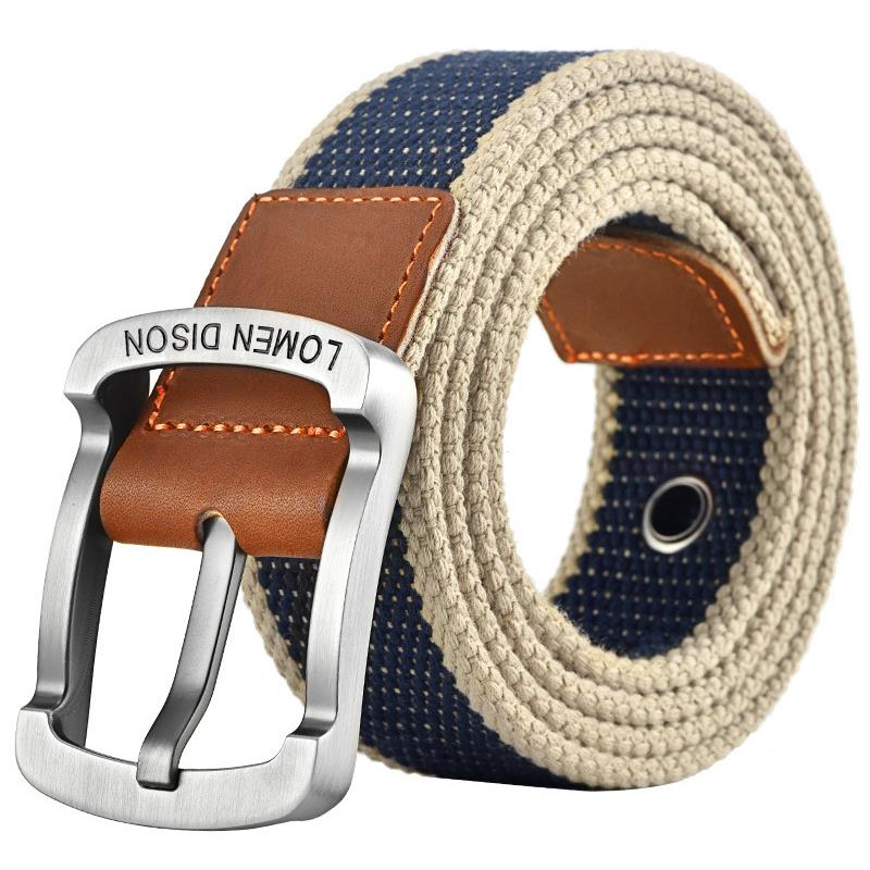 Men Fashion Jeans - เข็มขัดไนลอนหนา เข็มขัดผ้าแคนวาสสำหรับวัยรุ่น เข็มขัดแฟชั่นเกาหลี เข็มขัดยีนส์พร้อมสายหนัง เข็มขัดถักหลากสีสำหรับผู้ชาย