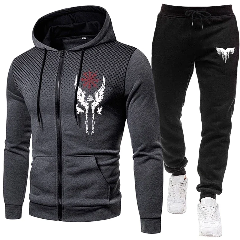Men'S Fashion Zipper Jacket - ชุดผู้ชายสำหรับฤดูใบไม้ร่วงและฤดูหนาว ลดราคาพิเศษ เสื้อแจ็คเก็ตมีซิปและกางเกงวอร์ม ชุดลำลองแฟชั่นกีฬาสำหรับผู้ชาย เหมาะสำหรับกิจกรรมกลางแจ้ง เสื้อฮู้ด