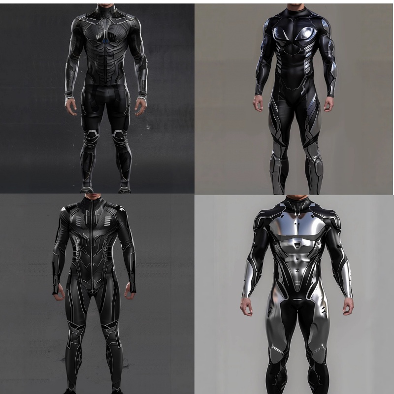 Mens Fashion Jumpsuit - ชุดจั๊มสูทเกราะกลไกสไตล์สตีมพังก์ ไซเบอร์พังก์ ล้ำยุค เท่ห์ สำหรับคอสเพลย์นักสู้ ชุดบอดี้สูท