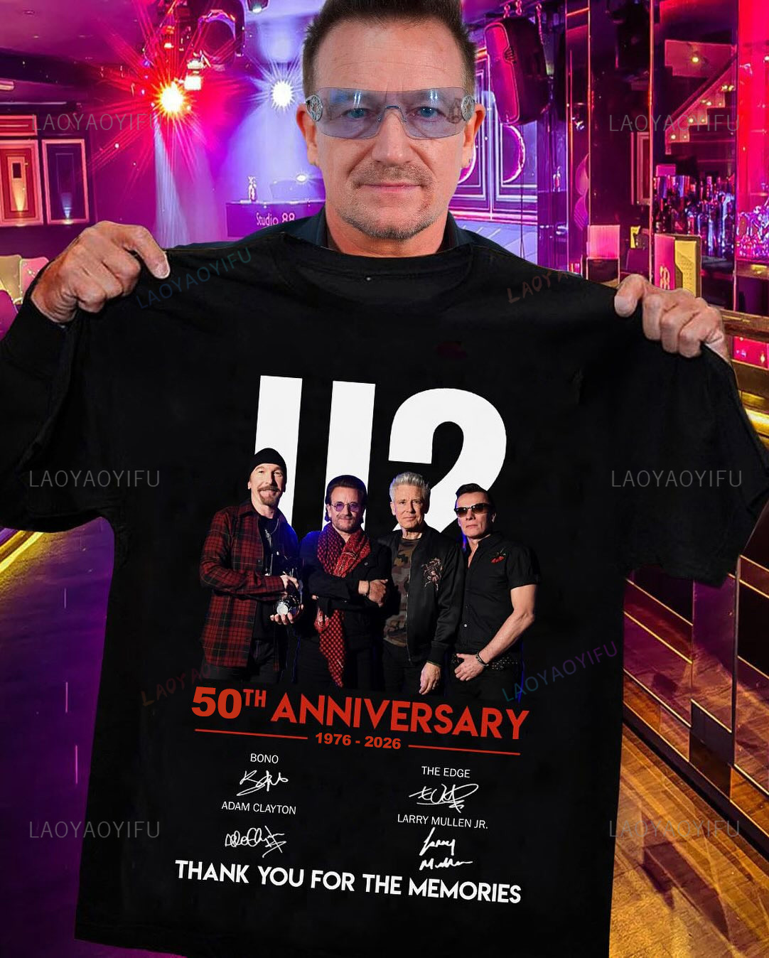 Men'S Fashion Over 50 - เสื้อยืดลายกราฟิกฉลองครบรอบ 50 ปีวง U2 รุ่นยูนิเซ็กซ์ ปี