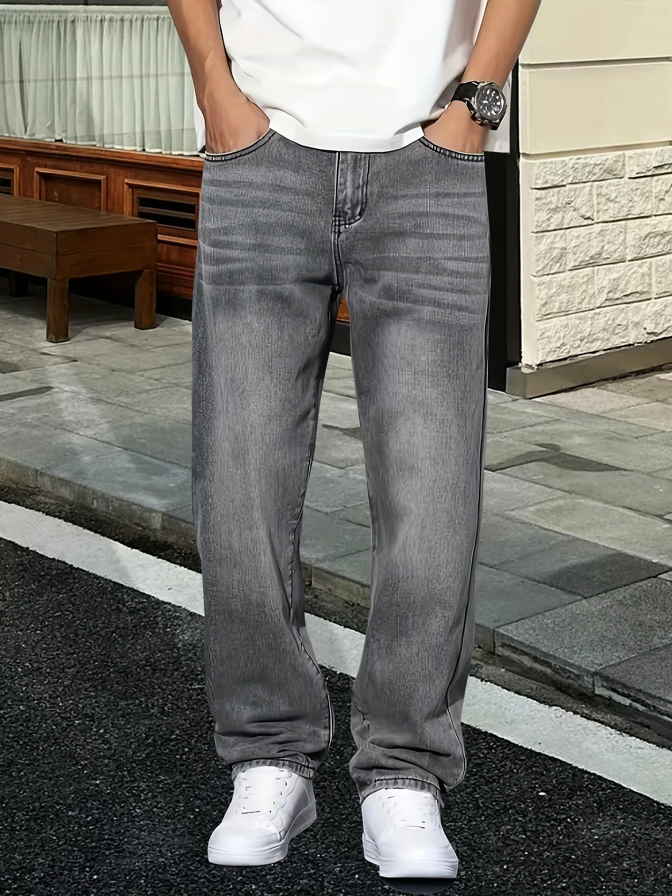 กางเกงยีนส์สีเทาแฟชั่นสำหรับผู - Men'S Fashion Grey Jeans บทวิจารณ์และราคา