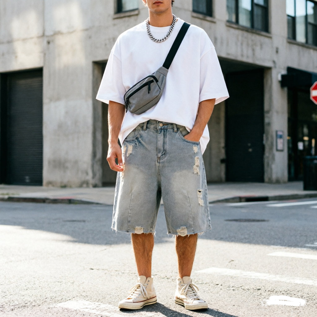 กางเกงยีนส์ขาสั้นลำลองผู้ชายสำ - Men Fashion Jeans บทวิจารณ์และราคา