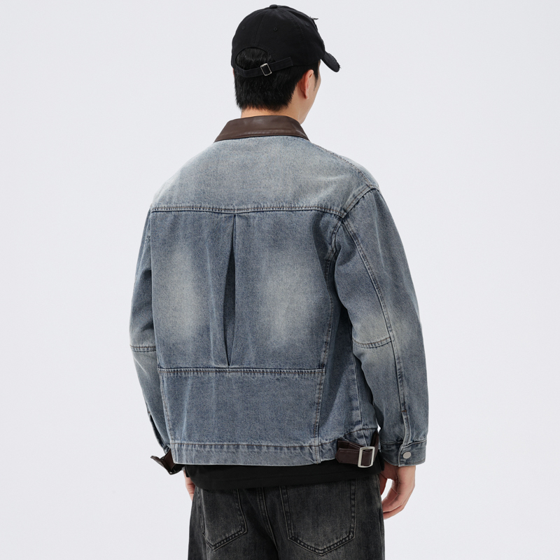 เสื้อแจ็คเก็ตยีนส์คอปกหนังผู้ช - Mens Fashion Denim Jacket บทวิจารณ์และราคา