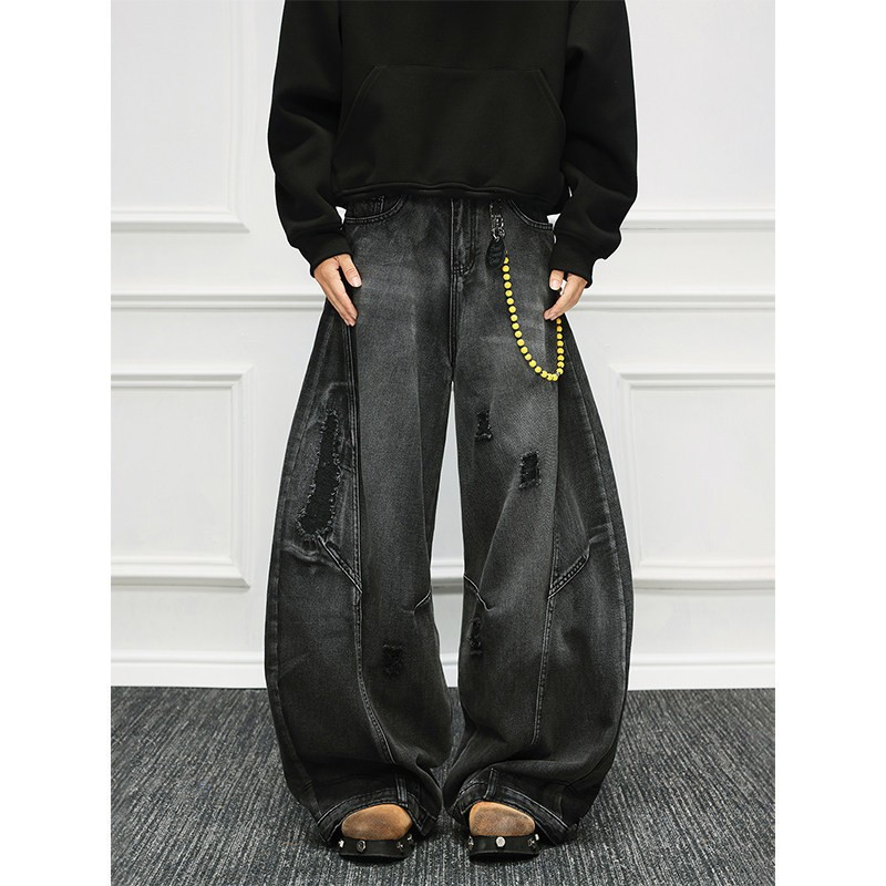 กางเกงยีนส์ทรงหลวมสไตล์อเมริกั - Men'S Fashion Grey Jeans บทวิจารณ์และราคา