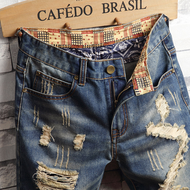 กางเกงยีนส์ขาสั้นสไตล์ฮิปฮอปขา - Men Fashion Jeans บทวิจารณ์และราคา