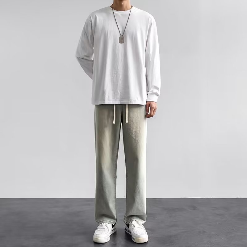 กางเกงยีนส์ผู้ชายสไตล์สตรีทแวร - Men'S Fashion Grey Jeans บทวิจารณ์และราคา