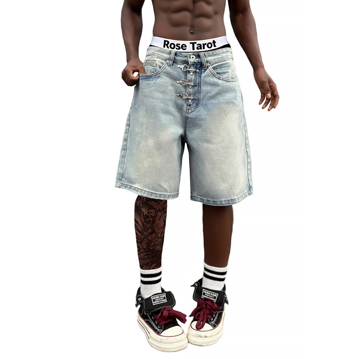 กางเกงยีนส์ขาสั้นทรงหลวมแบบมีห - Men'S Fashion Jeans บทวิจารณ์และราคา