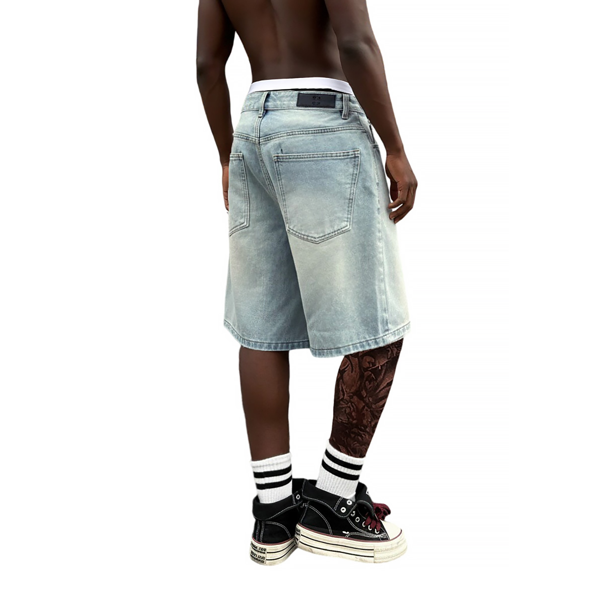 กางเกงยีนส์ขาสั้นทรงหลวมแบบมีห - Men'S Fashion Jeans บทวิจารณ์และราคา