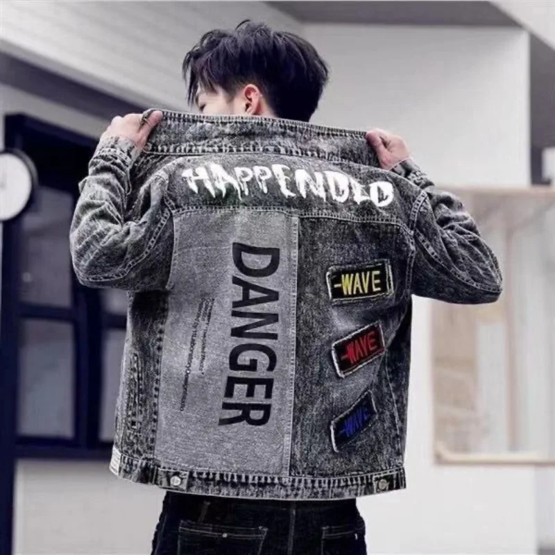 แจ็กเก็ตยีนส์สั้นทรงสลิมฮิปฮอป - Mens Fashion Denim Jacket บทวิจารณ์และราคา