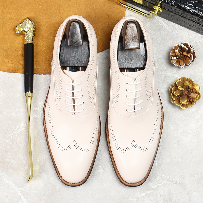 รองเท้าหนังแท้สีขาวกระชับทนทาน - Oxford Shoes Brogue บทวิจารณ์และราคา