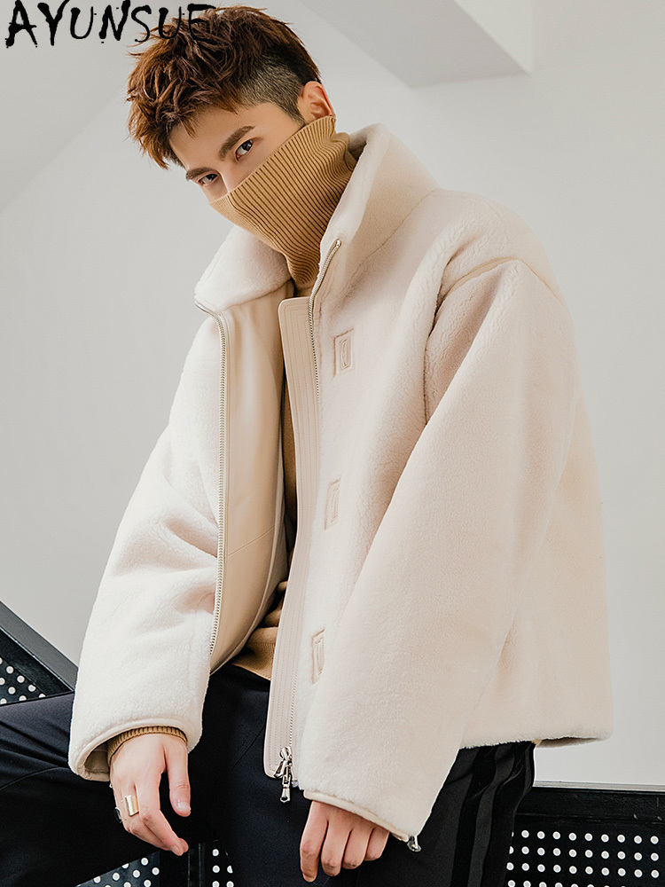 AYUNSUEธรรมชาติMerinoแกะShearl - Men'S Fashion Zipper Jacket บทวิจารณ์และราคา
