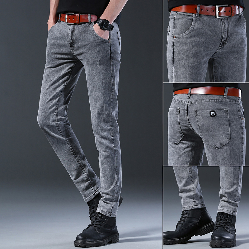 กางเกงยีนส์สีเทาผ้ายืดทรงสลิมส - Men'S Fashion Grey Jeans บทวิจารณ์และราคา