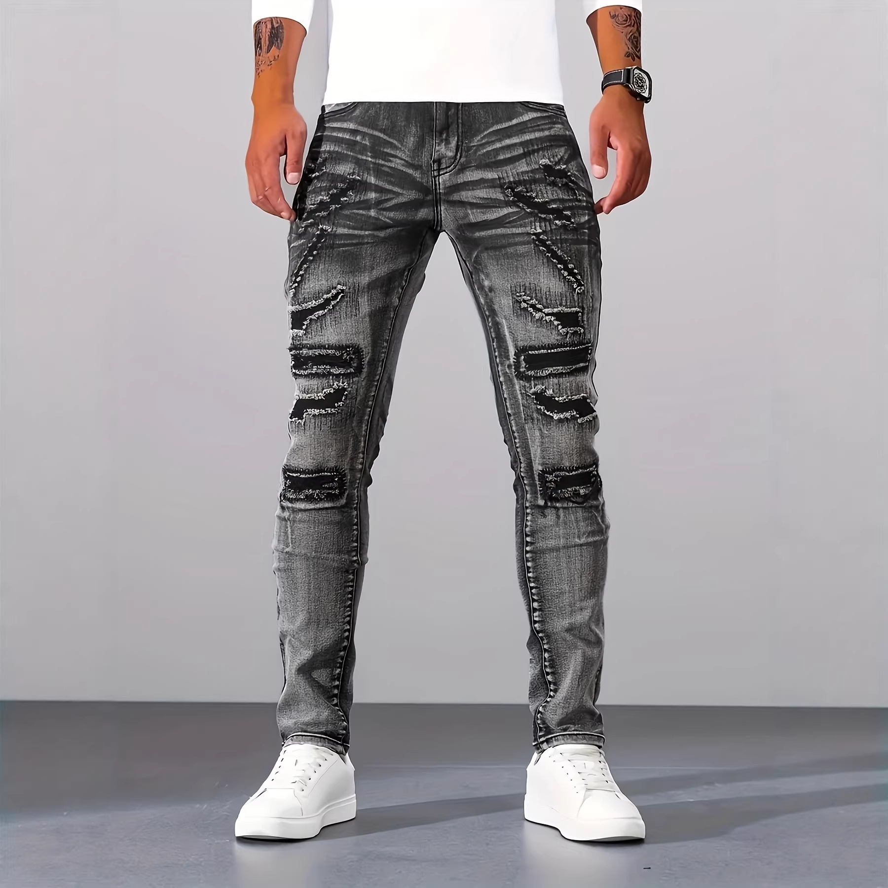 กางเกงยีนส์ผู้ชายสีเทาทรงสลิมเ - Men'S Fashion Grey Jeans บทวิจารณ์และราคา