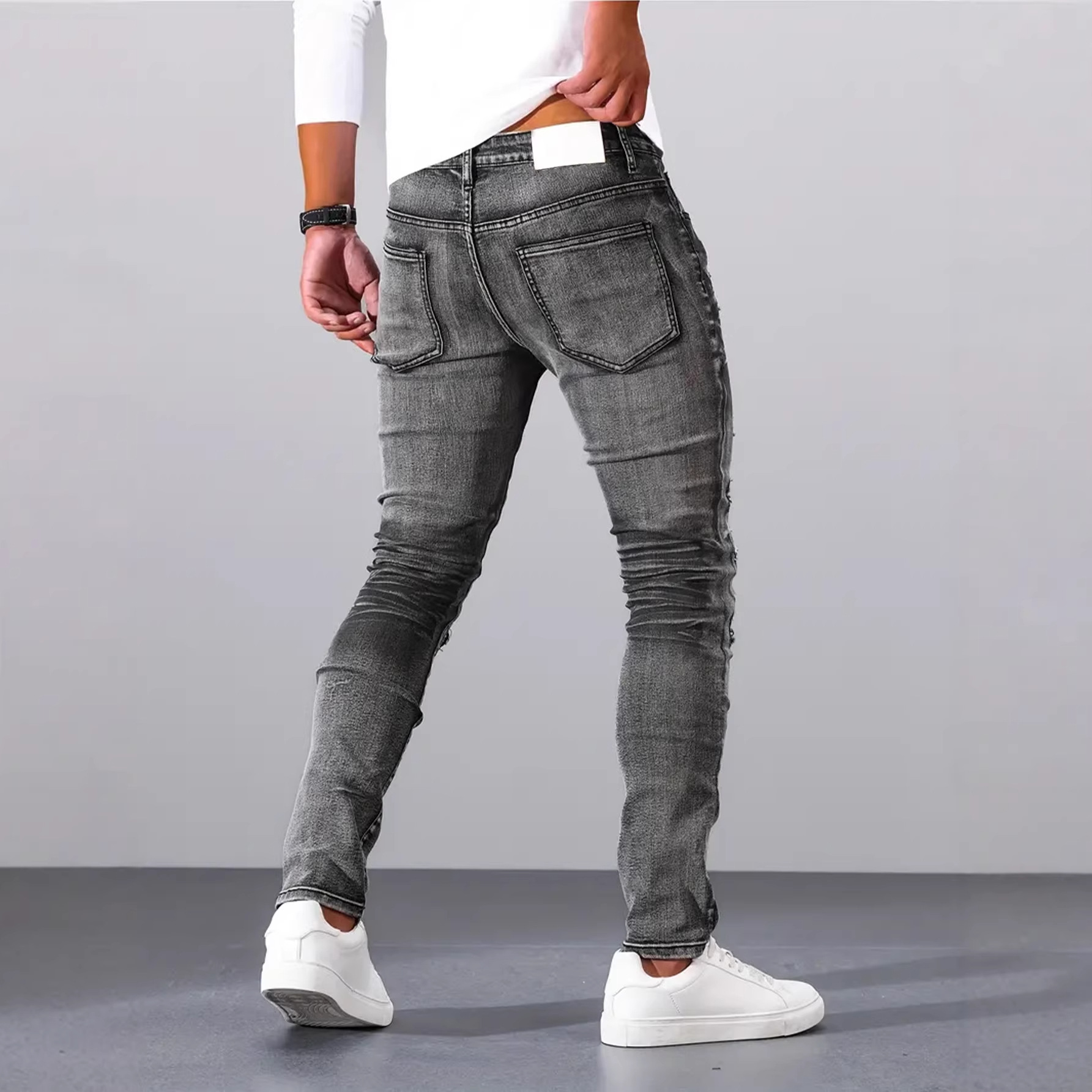 กางเกงยีนส์ผู้ชายสีเทาทรงสลิมเ - Men'S Fashion Grey Jeans บทวิจารณ์และราคา