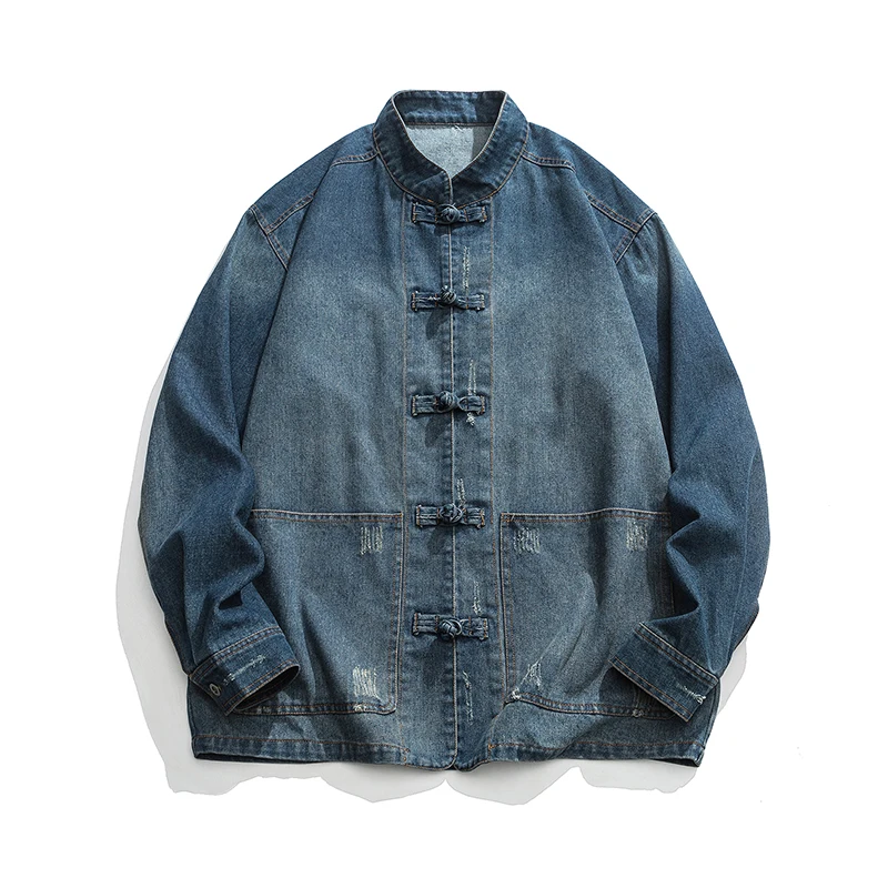 เสื้อแจ็คเก็ตยีนส์สไตล์จีนสำหร - Mens Fashion Denim Jacket บทวิจารณ์และราคา