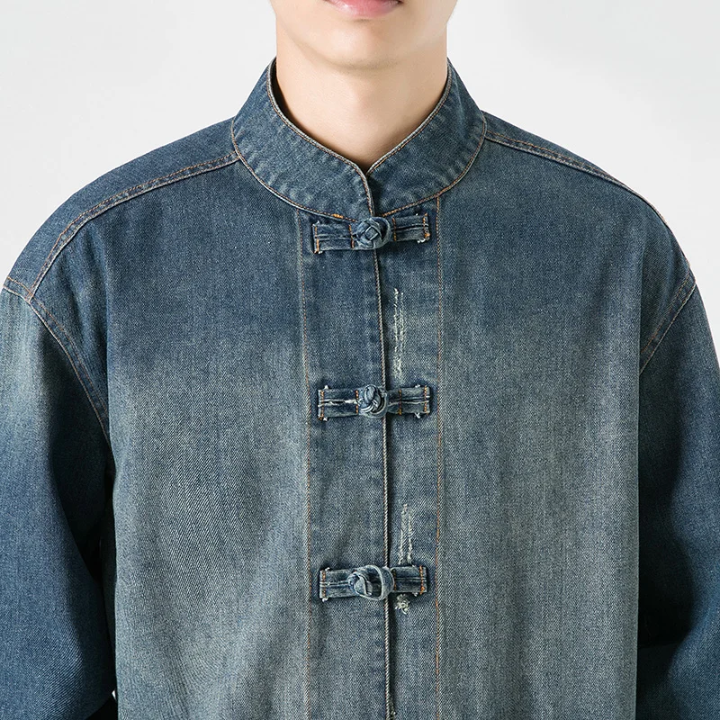 เสื้อแจ็คเก็ตยีนส์สไตล์จีนสำหร - Mens Fashion Denim Jacket บทวิจารณ์และราคา