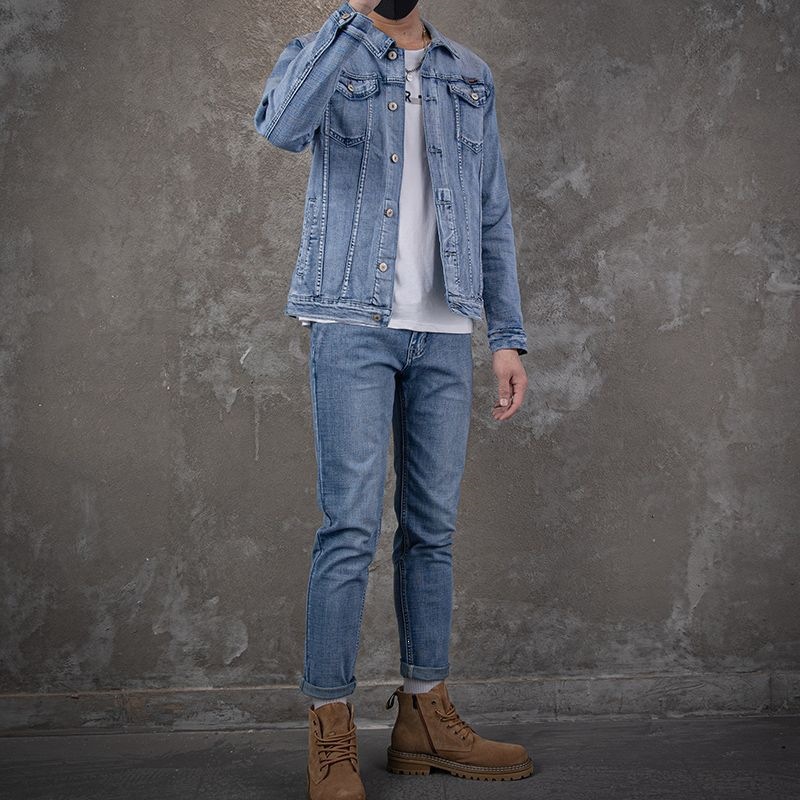 ชุดเสื้อแจ็คเก็ตยีนส์ลำลองสำหร - Mens Fashion Denim Jacket บทวิจารณ์และราคา