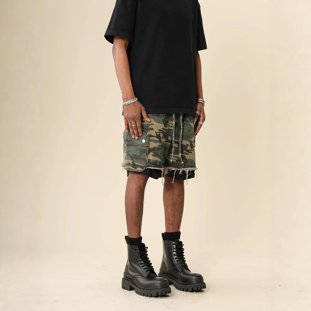 กางเกงขาสั้นลายพรางสไตล์อเมริก - Men Fashion Jeans บทวิจารณ์และราคา