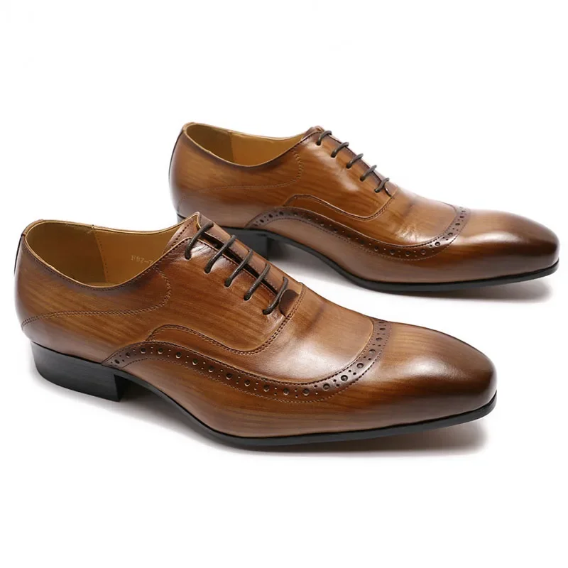 ผู้ชายหรูหราของแท้หนัง Oxford  - Oxford Shoes Brogue บทวิจารณ์และราคา