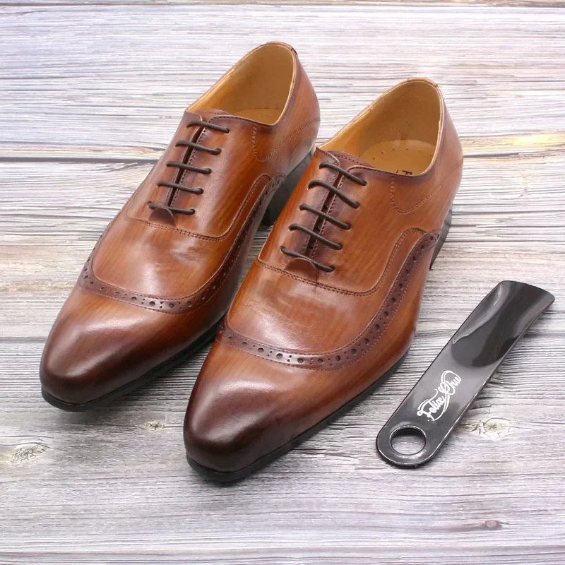 ผู้ชายหรูหราของแท้หนัง Oxford  - Oxford Shoes Brogue บทวิจารณ์และราคา