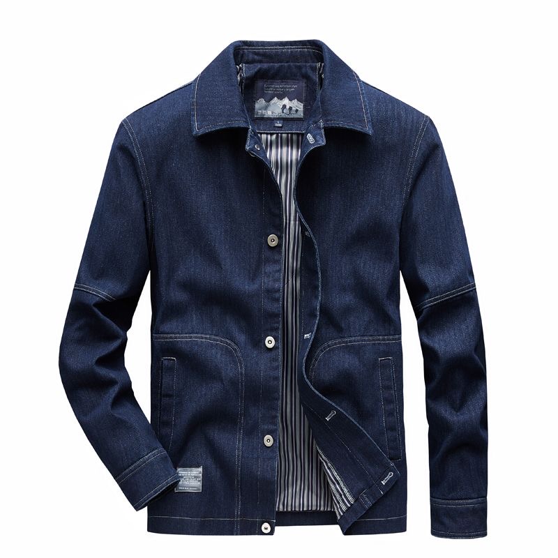 ฤดูใบไม้ร่วงและฤดูใบไม้ผลิแนวโ - Mens Fashion Denim Jacket บทวิจารณ์และราคา