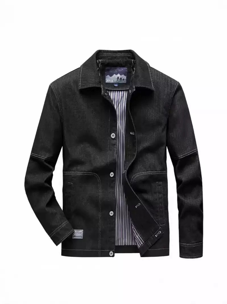 ฤดูใบไม้ร่วงและฤดูใบไม้ผลิแนวโ - Mens Fashion Denim Jacket บทวิจารณ์และราคา
