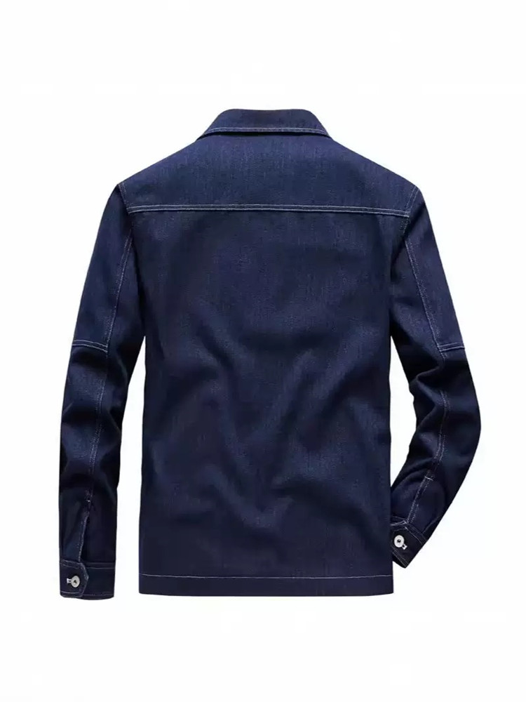 ฤดูใบไม้ร่วงและฤดูใบไม้ผลิแนวโ - Mens Fashion Denim Jacket บทวิจารณ์และราคา